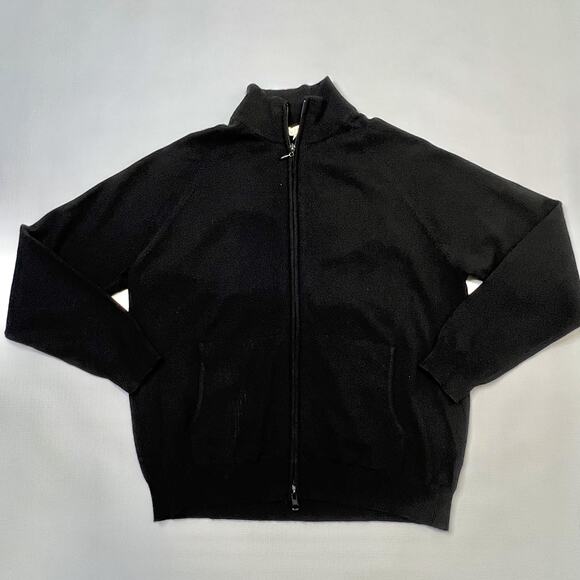 Peter Millar Sweater Womens XL Black Full Zip 100% Cashmere Knit Pockets Jacket